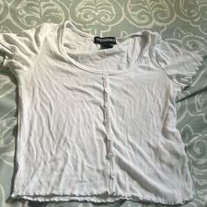 white crop top shirt with buttons